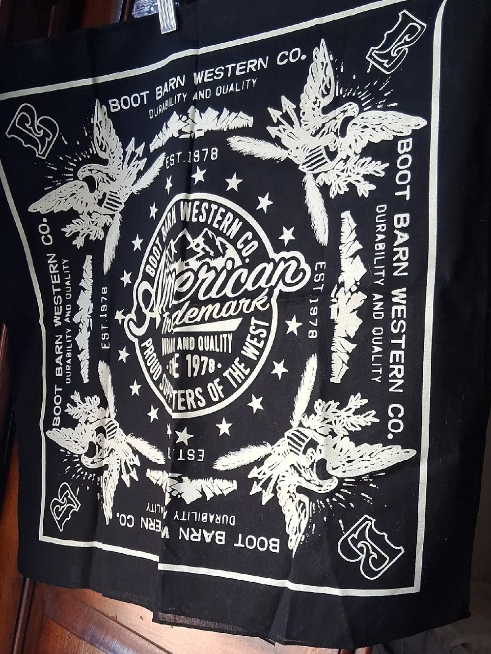 2- Boot Barn Western Co. Black & White Bandana Scarfs
